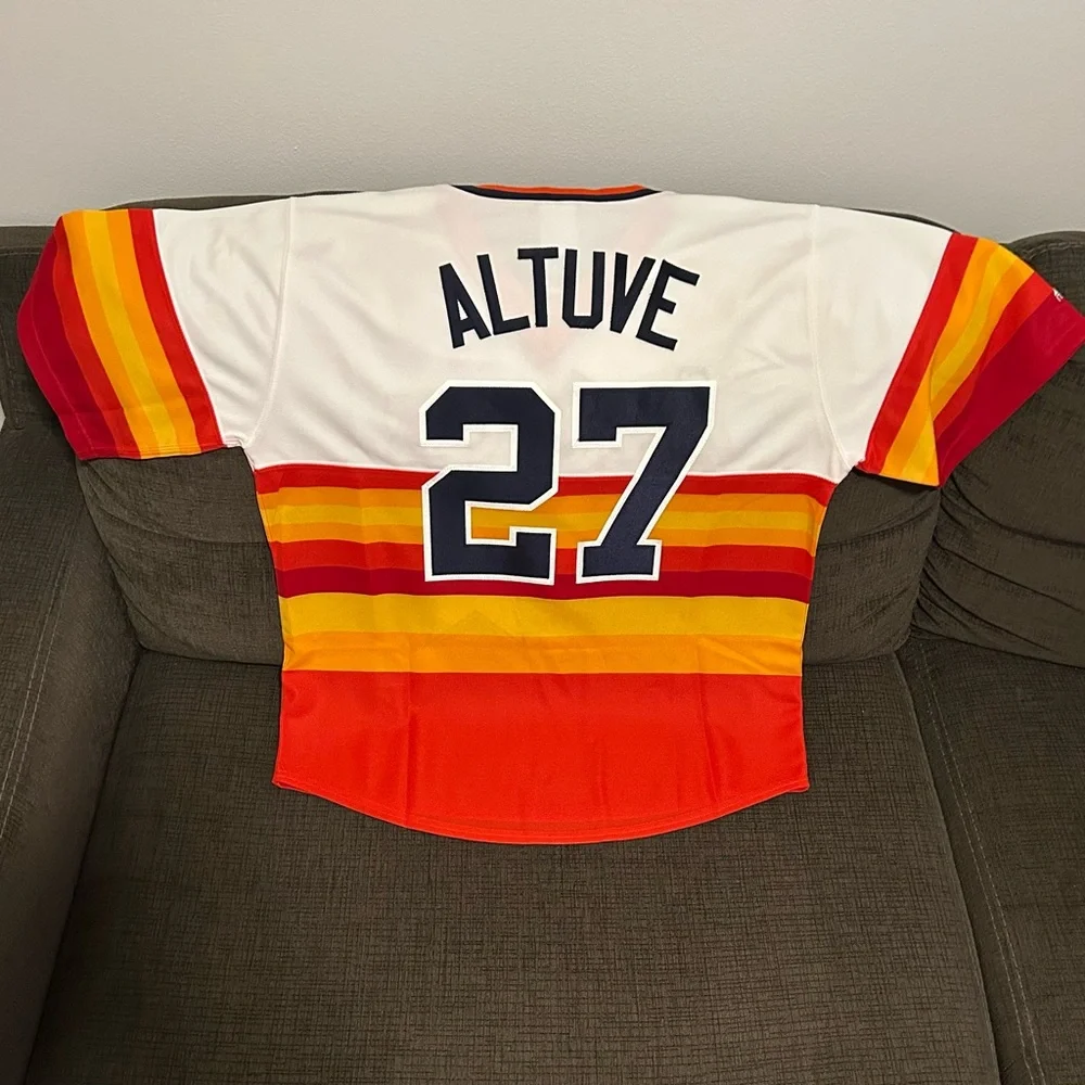 Majestic Authentic Houston Astros Jose Altuve Retro Throwback Jersey Men’s Sz: M - Picture 1 of 6